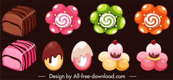 Süßwaren Designelemente Pralinen Süßigkeiten Skizze