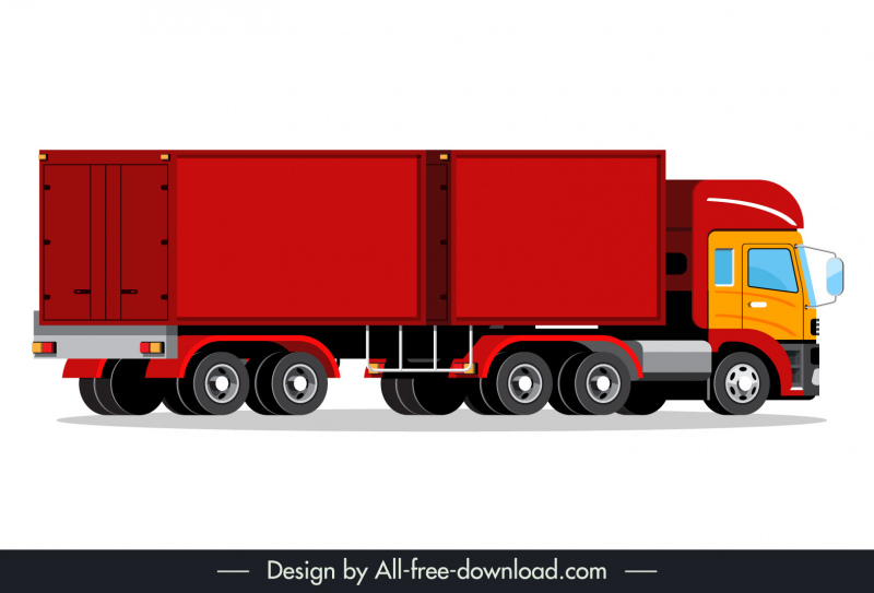 Ikon truk kontainer garis besar 3D modern
