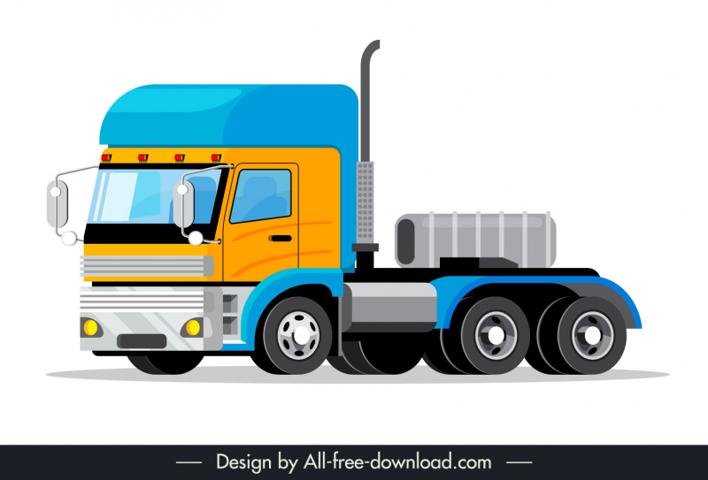 Ícone de reboque de mercadorias de caminhão de contêiner esboço 3D moderno