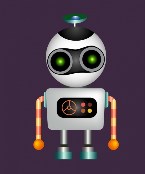 conception multicolore brillant d’un icône contemporaine robot
