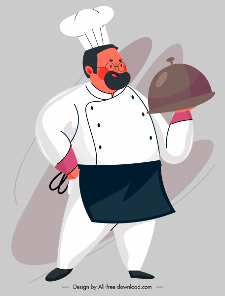 Cook Icon Man Serving Food Sketch Cartoon Design-vector Icon-free Vector  Free Download