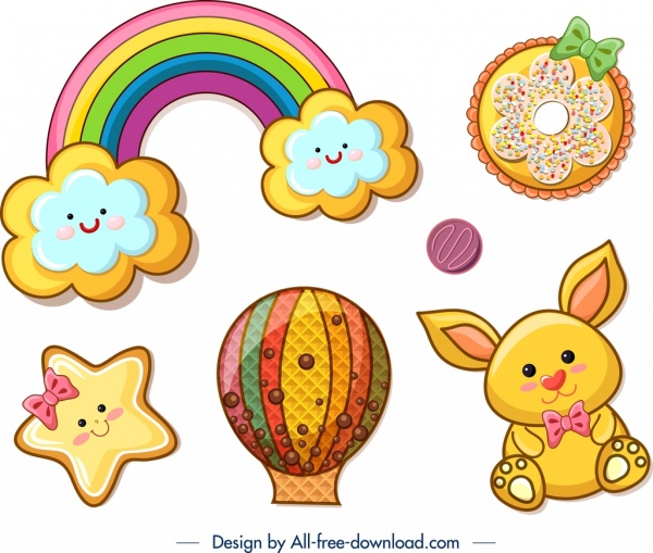 Cookie desain template dekorasi warna-warni lucu