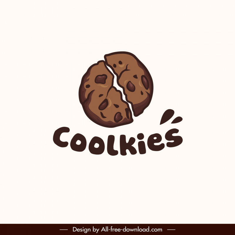 Cookie logo template flat retro dekorasi rusak sketsa
