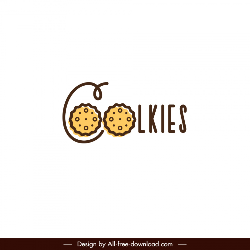 Modèle de logo de cookies stylisé design classique plat