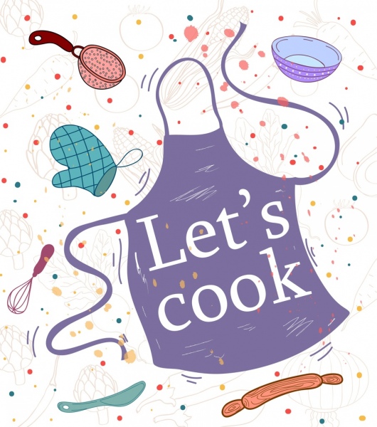 pişirme afişi önlük mutfak gereçleri simgeleri dekor