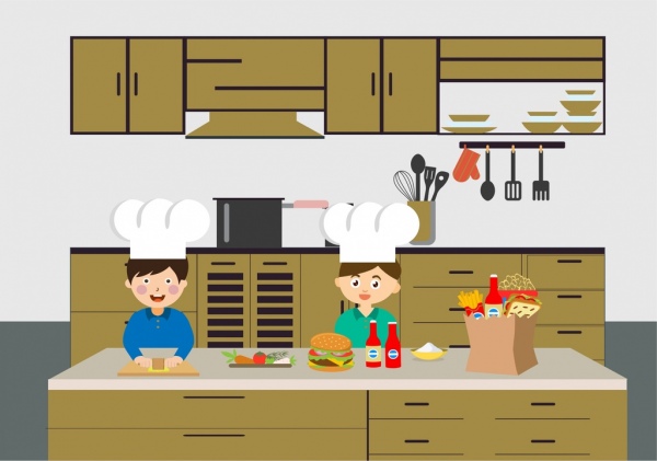 Cooking Drawing Cooks Preparing Fast Food Kitchen Tools-vector Trust To  Nature-free Vector Free Download
