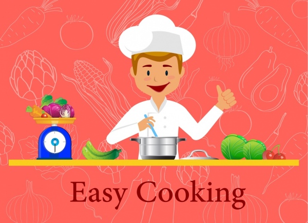 烹飪培訓廣告男性廚師配料裝飾