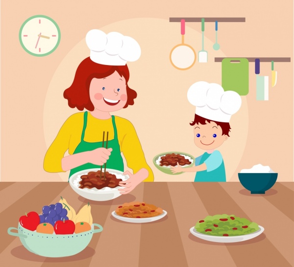 приготовление пищи живопись мать сын еда кухня иконы