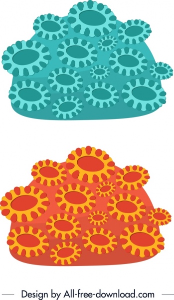 珊瑚の背景のテンプレート ブルー赤デザイン