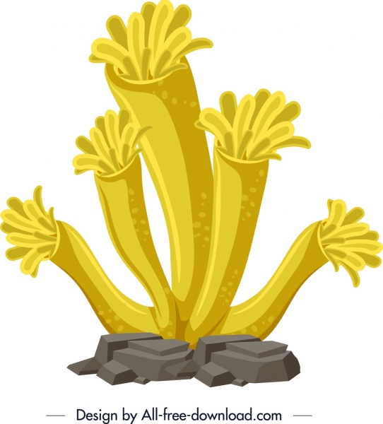 サンゴ画黄色の3Dデザイン