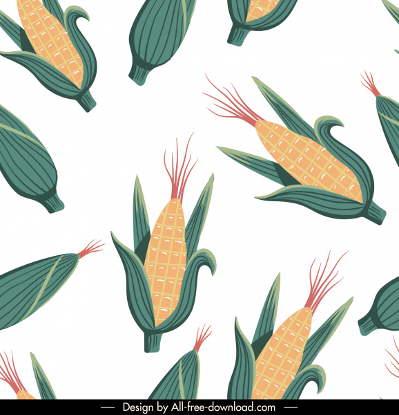 玉米圖案彩色經典平面重複設計