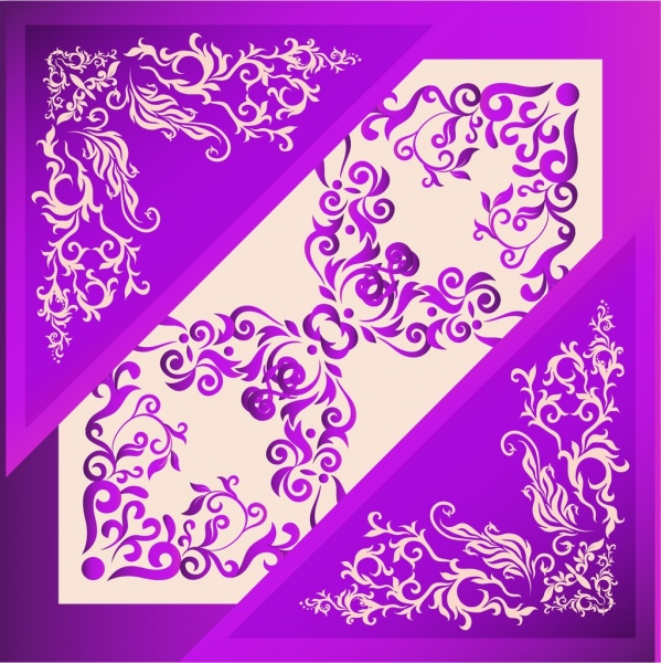 Ecken Designelemente violett klassisch kurven dekor