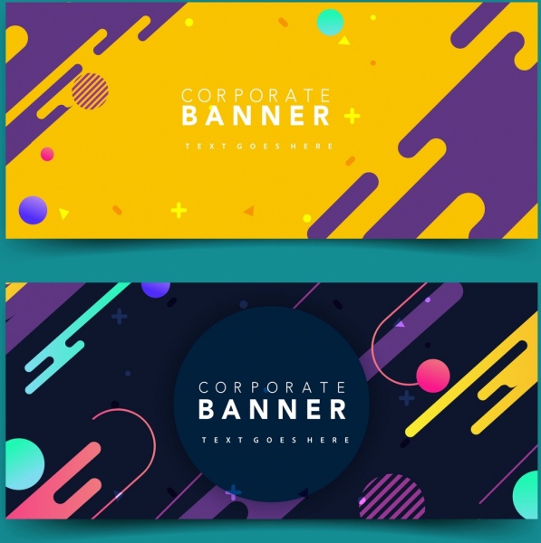 banner perusahaan set dekorasi warna-warni geometris abstrak