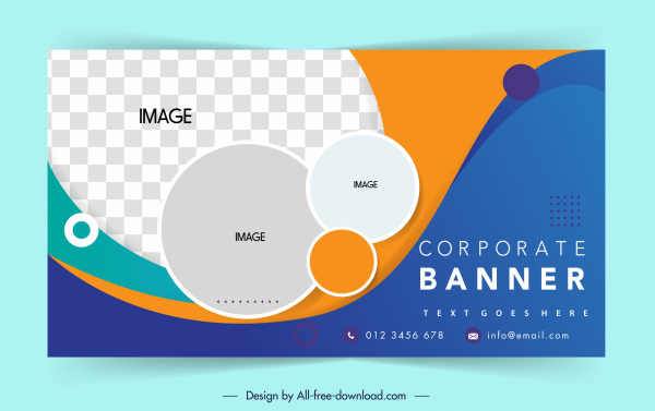 template banner perusahaan warna-warni kurva datar lingkaran dekorasi