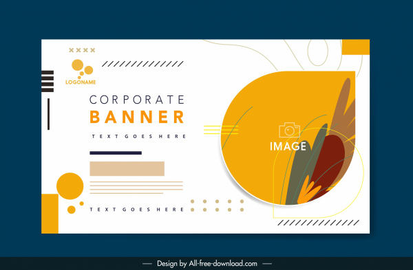 template banner perusahaan dekorasi cerah datar yang elegan