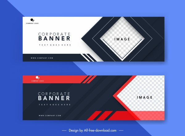 templat banner perusahaan desain horizontal kotak-kotak dekorasi kontras