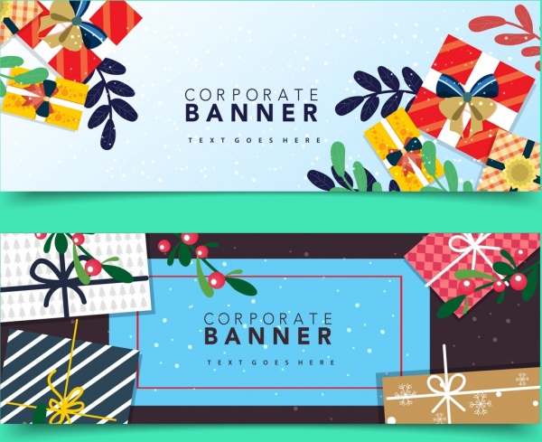 perusahaan banner template kado warna-warni ikon kotak dekorasi