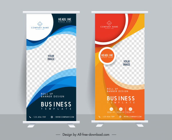 template banner perusahaan menggulung keanggunan kotak-kotak desain