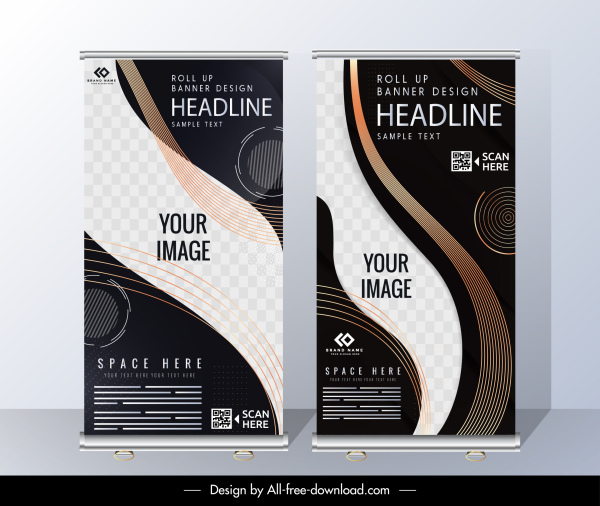 Corporate Banner Templates Roll Up Shape Elegant Modern