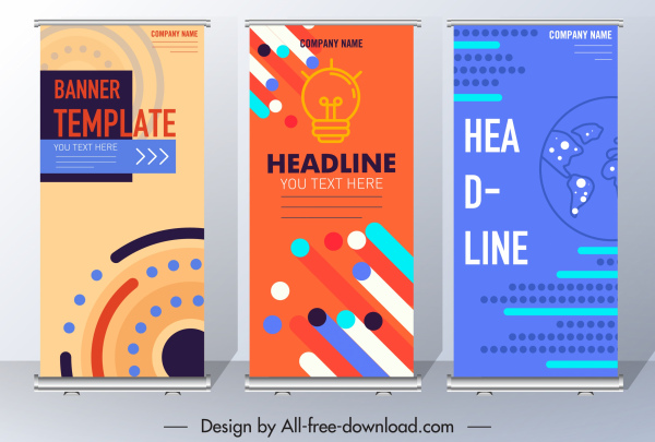template banner perusahaan teknologi tema desain vertikal warna-warni