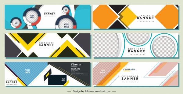 корпоративные баннеры шаблоны современной плоской красочный геометрический декор