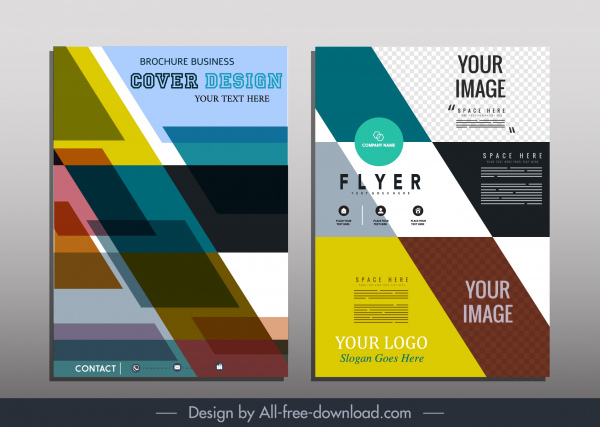 Template brosur perusahaan berwarna-warni abstrak geometris datar modern
