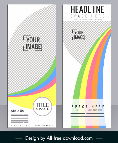 brosur perusahaan template modernnya kotak-kotak berwarna-warni dekorasi