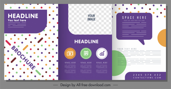 шаблон корпоративной брошюры современный красочный плоский тройной дизайн
