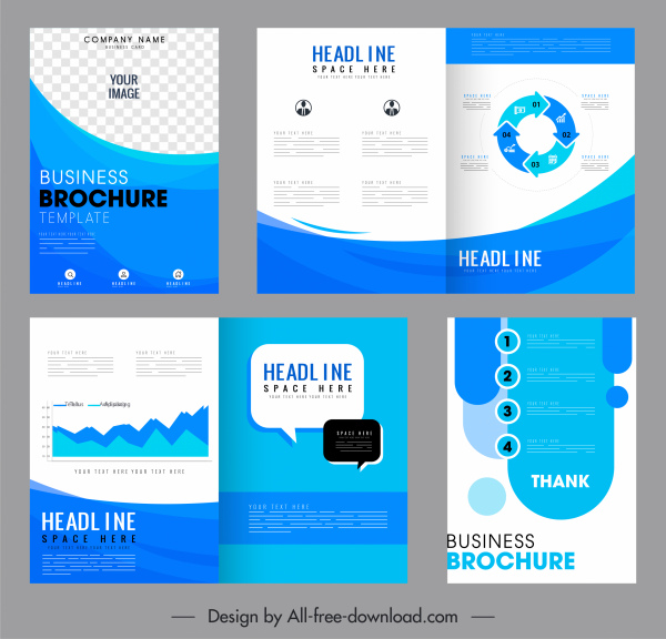 plantillas de folletos corporativos diseño moderno elegante azul brillante