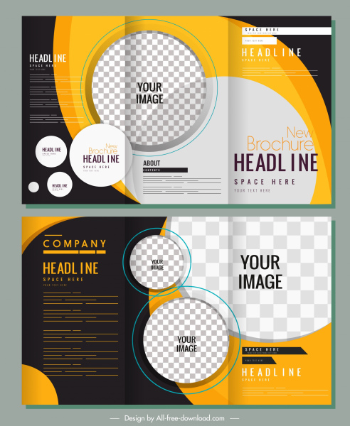 Brochures d’entreprise design vertical à trois volets décor moderne à carreaux