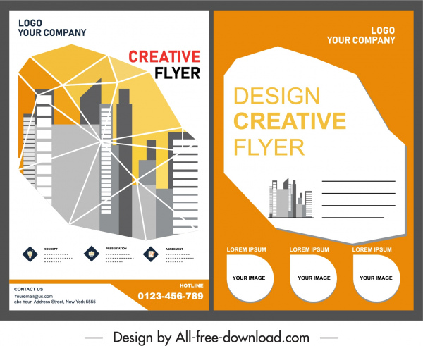 Корпоративная брошюра шаблон зданий декор геометрические эскиз