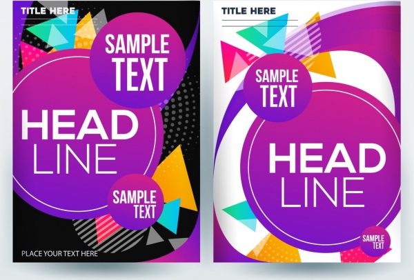 perusahaan flyer template lingkaran berwarna-warni segitiga dekorasi