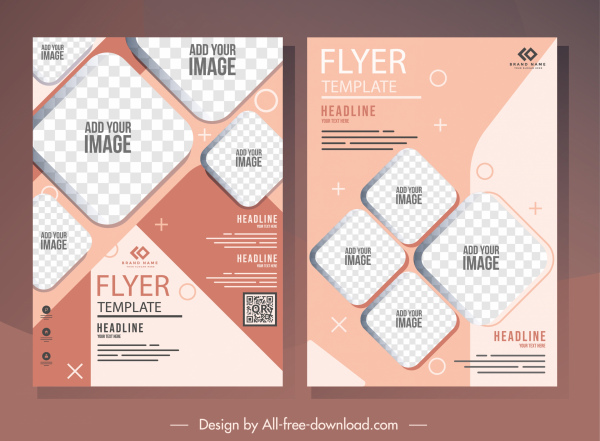 template flyer perusahaan dekorasi geometris kotak-kotak yang elegan