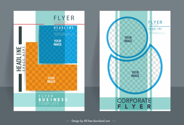 корпоративные шаблоны листовки красочные плоские геометрические клетчатые декор