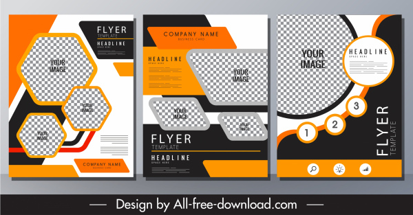 Modèles de flyers d’entreprise Formes géométriques à carreaux contrastées élégantes