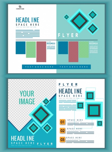 perusahaan flyer template geometris warna-warni dekorasi