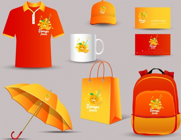 decoración de jugo de naranja de la colección de identidad corporativa