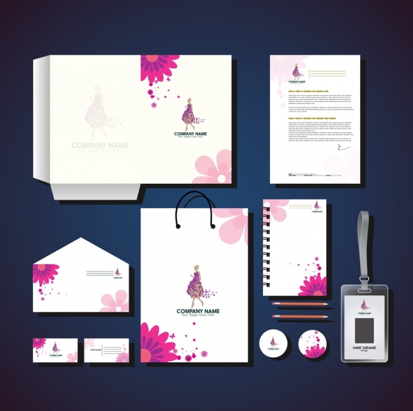corporate identity collection fleurs roses ornement