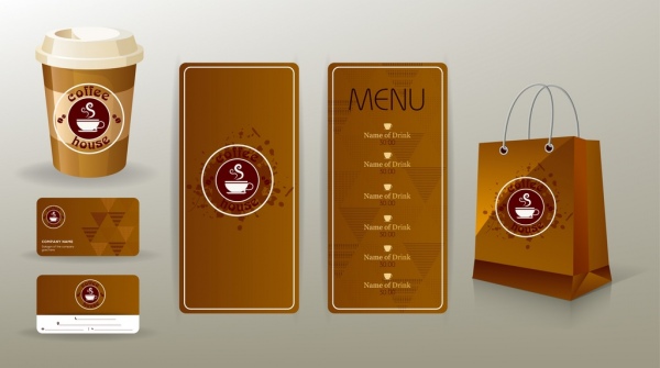 Фирменный стиль задает коричневый дизайн логотипа кофе Кубок