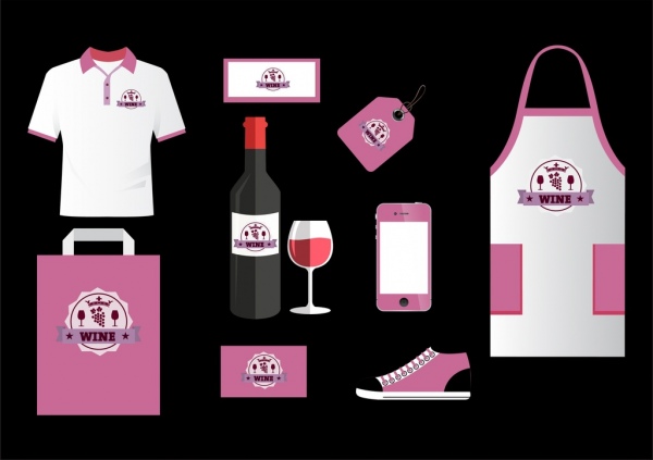identidade corporativa define violeta decoração vinho logotipo