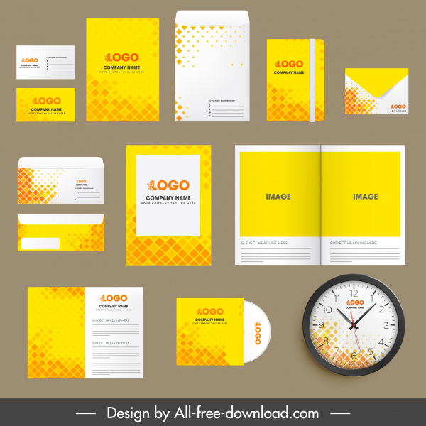 modèles d’identité d’entreprise abstrait décor polygone jaune