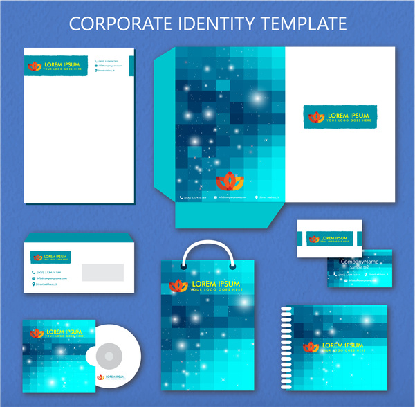 identitas perusahaan desain template dengan berkilauan bokeh ilustrasi