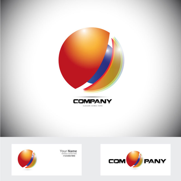 Корпоративный дизайн логотипа с 3d Иллюстрация блестящие круг