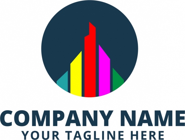 công ty logo thiết kế đầy màu sắc theo chiều dọc thanh trang trí