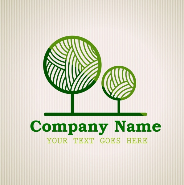 perusahaan logotype pohon hijau ikon lingkaran kurva dekorasi