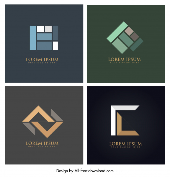 logotipos corporativos abstratos design geométrico plano