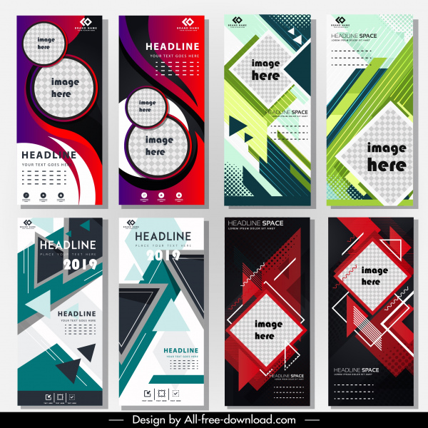 Template poster perusahaan abstraksi warna-warni desain vertikal modern