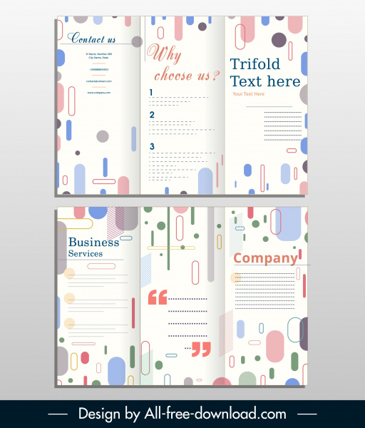 folheto trifold corporativo brilhante decoração geométrica plana colorida