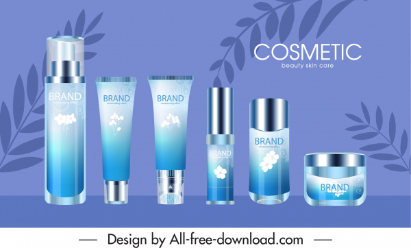 Cartel publicitario cosmético elegante decoración azul diseño moderno