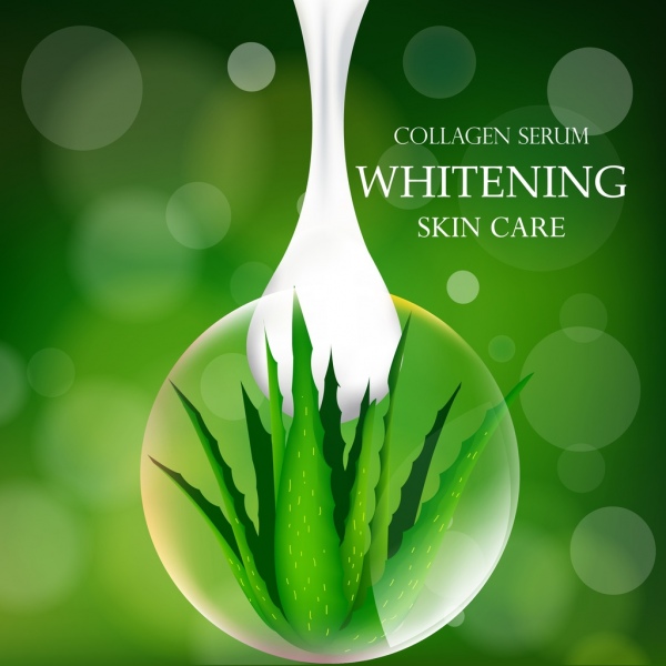 Anuncios de cosmeticos de Aloe ornamento blanco icono de gota verde